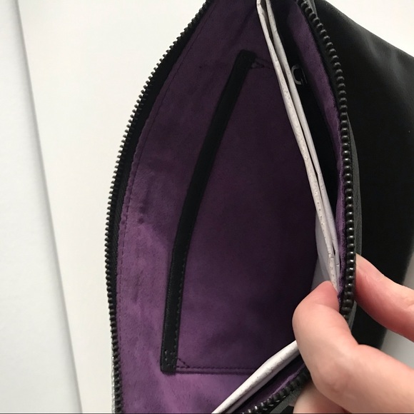 Sharif Disco Black Silver Glitter Genuine Leather Clutch Bag - Picture 10 of 14